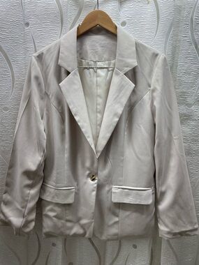 Blazer Womens XL Cream Excellent Single Button Flap Pockets Professional